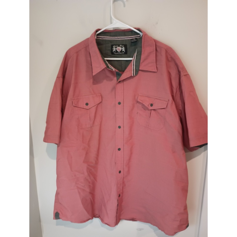 English Laundry Lions Crest Mens Shirt 4X Short Sleeve Button Front Salmon Pink